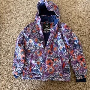 Kamik Kids Puffer Jacket - Blue and Purple Floral